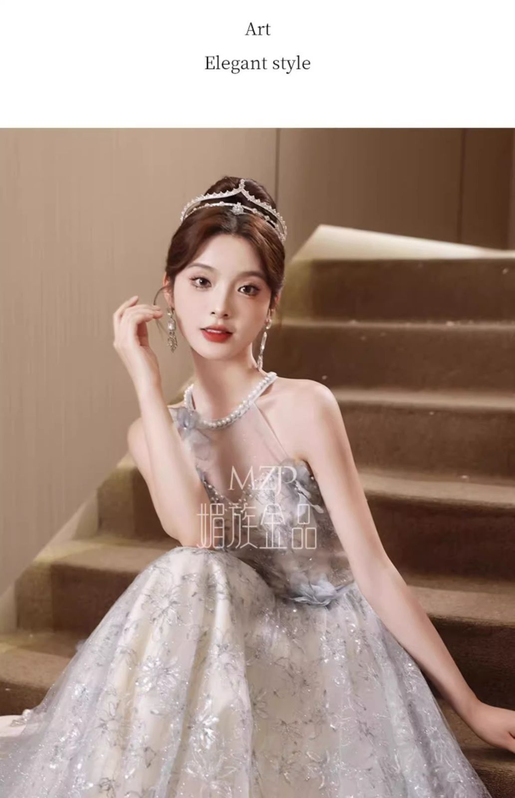 2025 新中華風 ノースリーブロングドレス レディース 声楽 舞台 衣装 改良チャイナ風ホルターネック 礼服 AラインWP 109