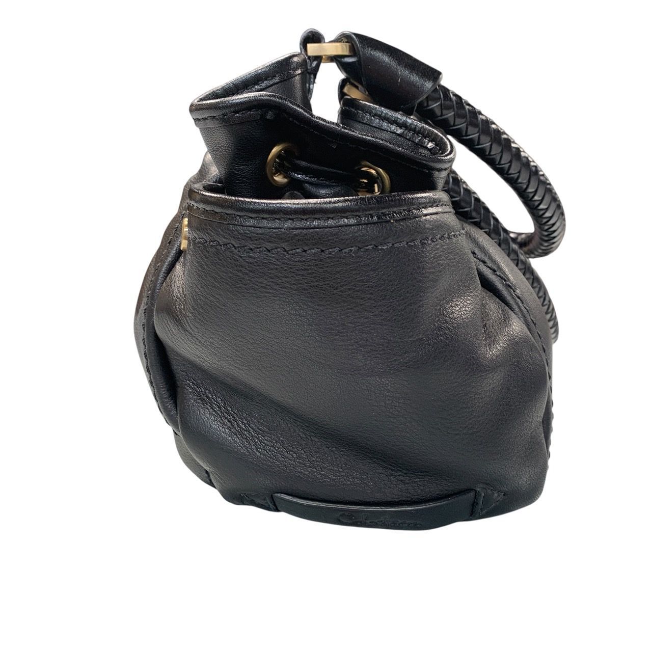 ♪3105 Cole Haan コールハーン 黒 レザー ハンドバッグ タッセル付き 