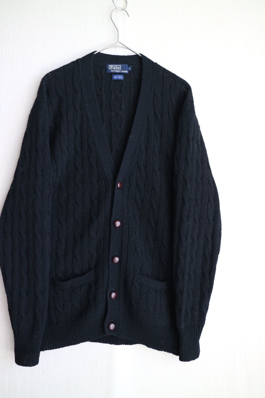 Polo Ralph Lauren ウール ニット カーディガン / L ブラック セーター 