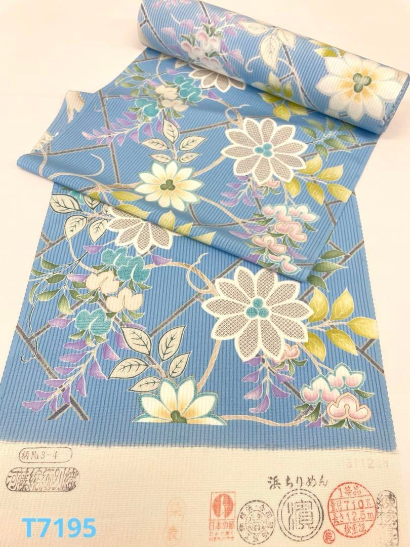 【確認中】　正絹　反物　まとめ売り　濱　縮緬　スコッチガード　友禅　青　紫　紺 オンラインカタログ]本加賀友禅 訪問着 中正享子作 紫色 紺藍色 唐草