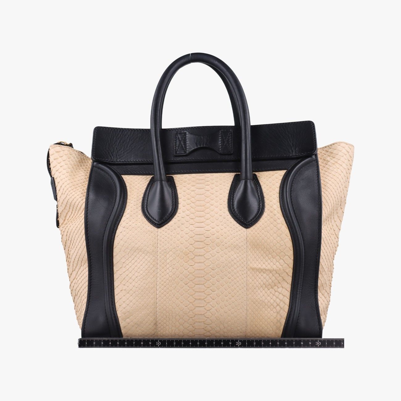 CELINE ラゲージ　ベージュ レザートートバッグ セリーヌ レザーハンドバッグ バイカラー ベージュ ネイビー系