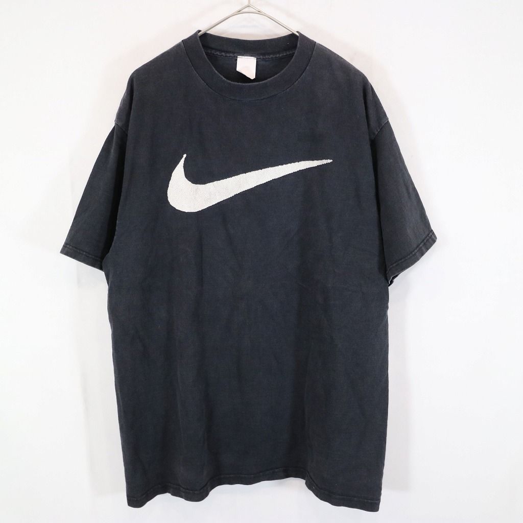 SALE/ USA製 NIKE ナイキ スウッシュロゴ 半袖Ｔシャツ ブラック (メンズ XL) 中古 古着 N8180