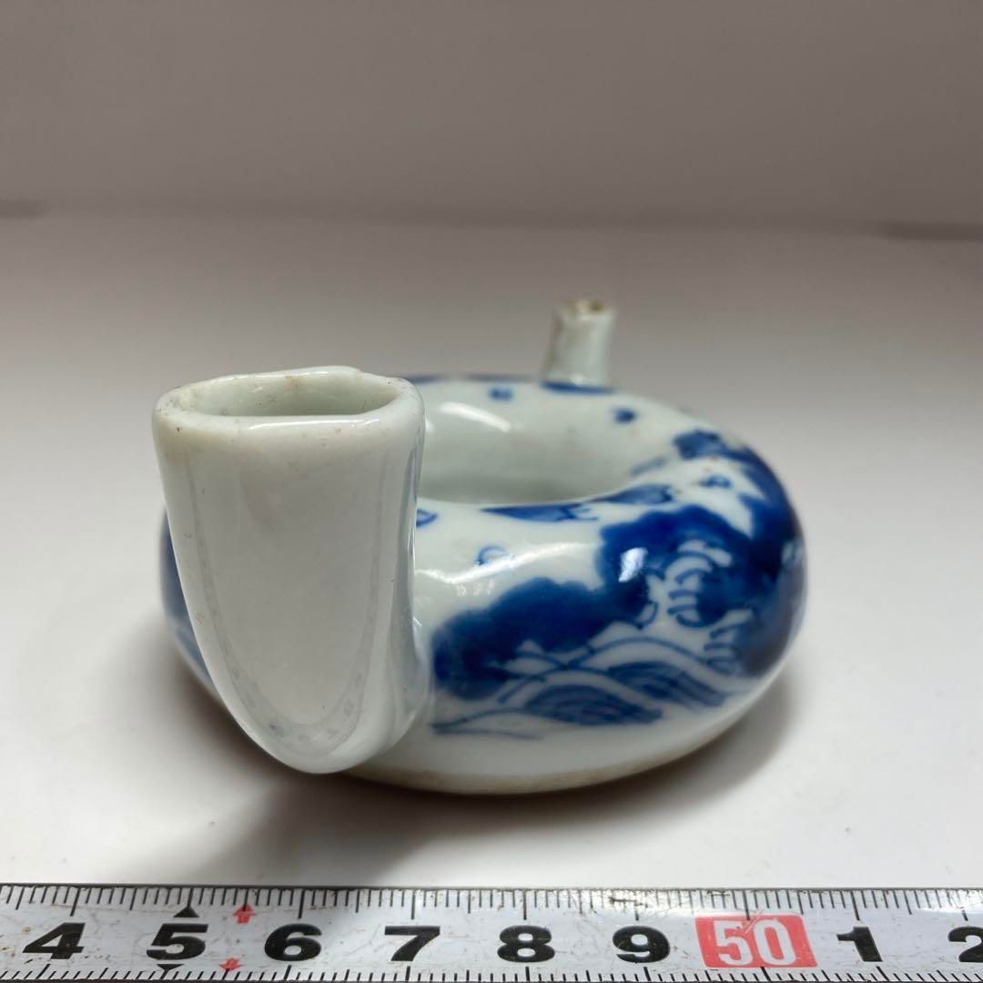 中国清時代 青花水滴 横幅約11㎝ 東Y5-1215☆2Fタニチ 中国