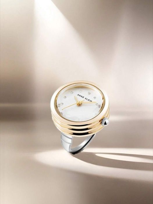 腕時計 レディース クォーツ 女性用腕時計 クォーツアナログリングウォッチ レディース クォーツ ファセットクリスタル ゴールドトーンメタルリング 20mm