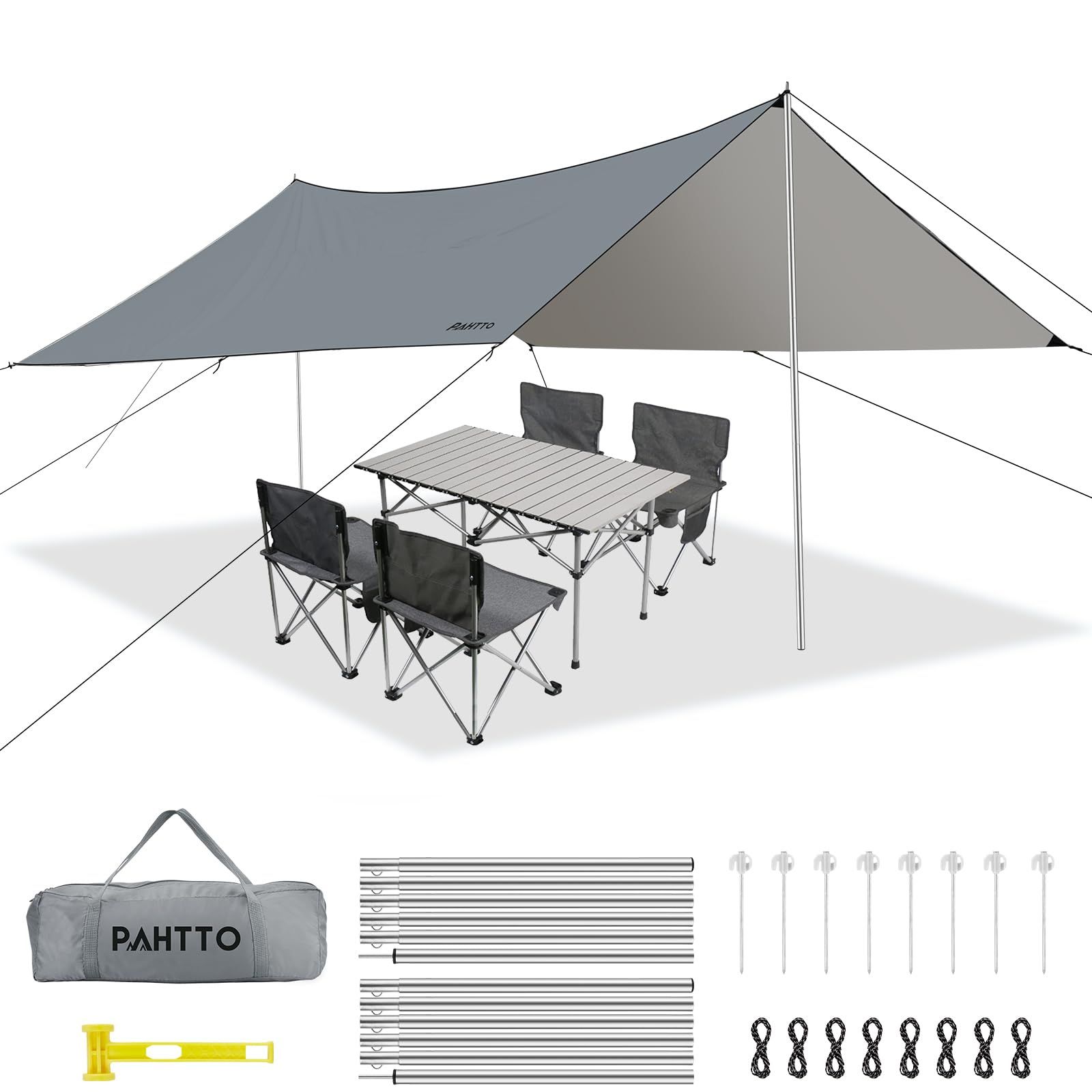 バックパッキング向け ピクニック ハイキング 210Ｄ高密度生地 5000ｍｍ耐水圧 軽量 キャンプ用品 アウトドア アウトドア テント タープ 紫外線カット UPF50 遮光 遮熱 日除け 高耐水加工 防水タープ m m 4.8 x 3.6 キャン