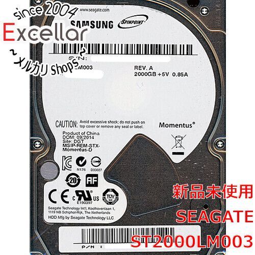 [bn:12] Samsung製 ノート用HDD 2.5inch ST2000LM003 2TB 9.5mm