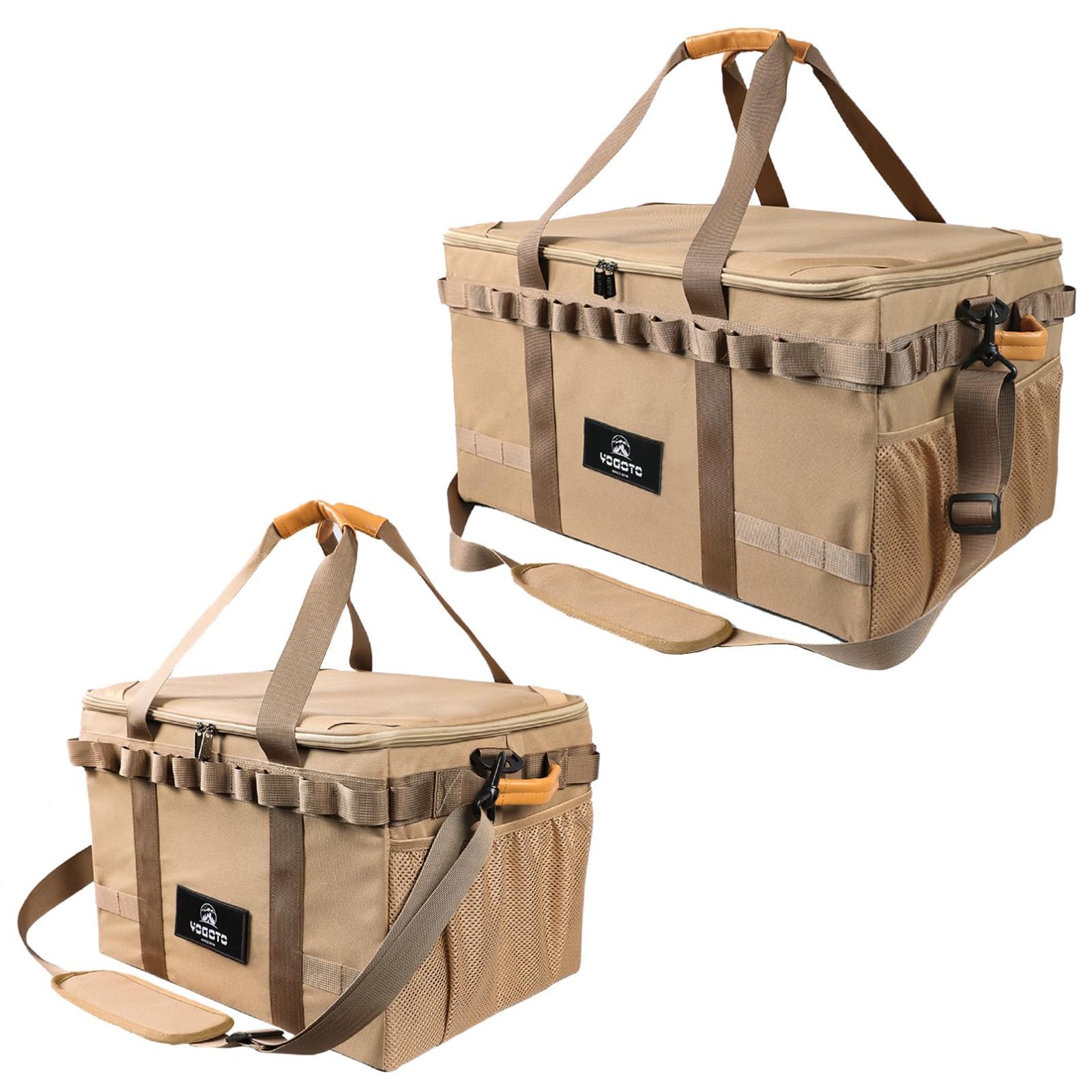 新着商品 大容量 深型 トランク収納 車載収納 仕切り付き 36L|60L 大きいサイズ コンテナ メッシュポケット付き ギアボックス デージーチェーン付き キャンプ ショルダーストラップ付き アウトドア 軽量 収納ボックス 持運び便利 YOGOTO カー