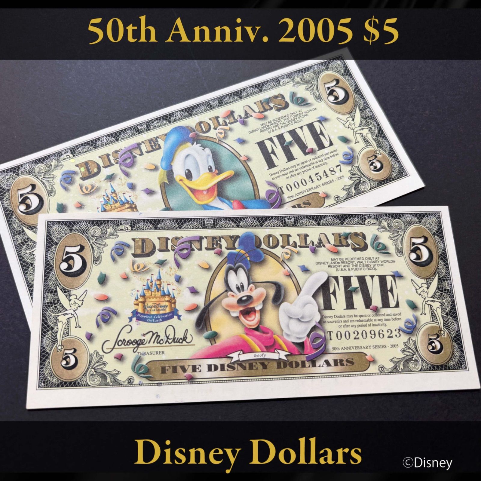 ディズニーダラー 2005年 5ドル ドナルド & グーフィー シリーズ