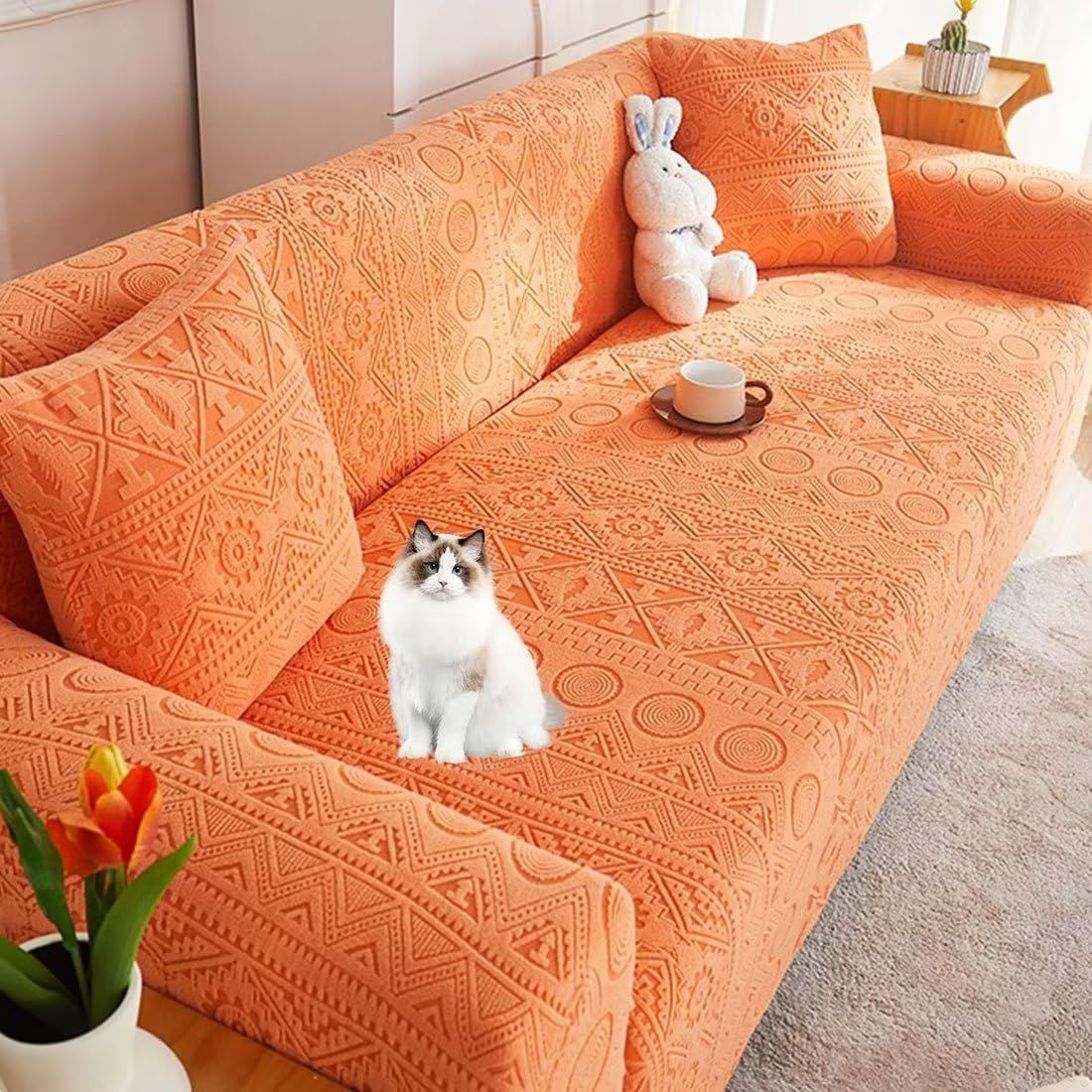 【人気商品】防止 爪とぎ防止 傷 猫 ソファー保護カバー 犬 滑り止め 無地 傷防止 四季通用 フィットタイプ 防塵 犬猫対策 ソファーベッドカバー 汚れ防止 北欧風 伸縮素材 洗える 一体型 ス