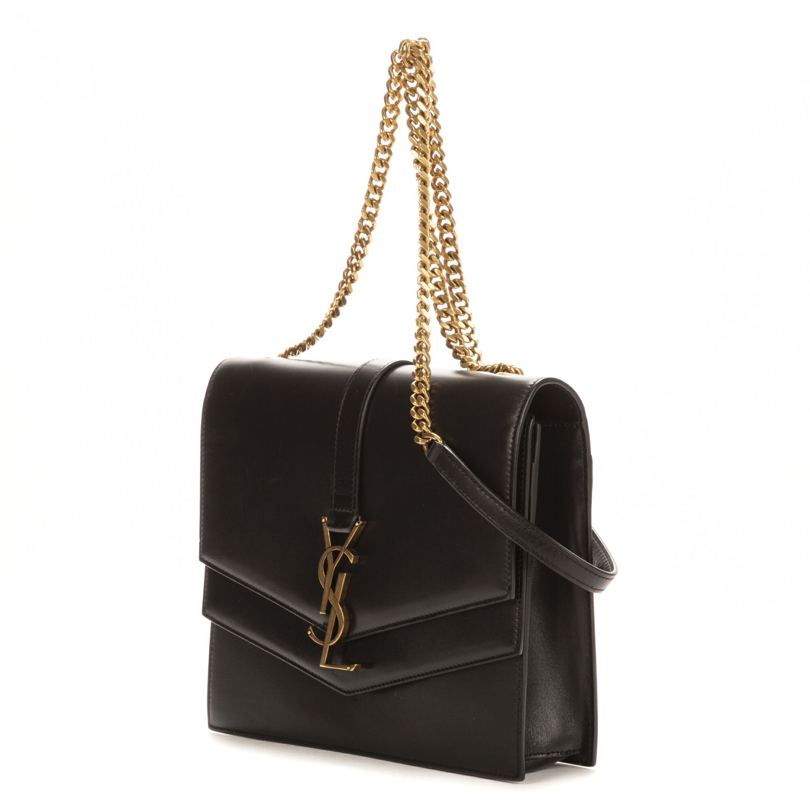 YVES SAINT LAURENT イヴサンローランサルピス黒カーフスキンレザーA