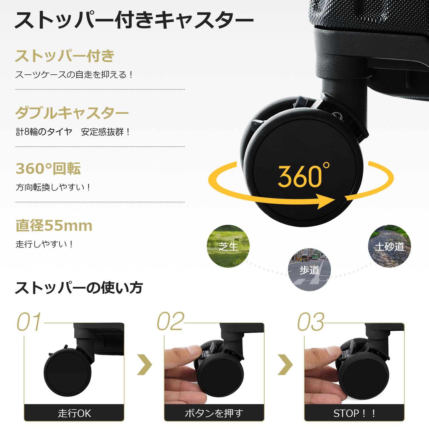 スーツケース Lサイズ キャリーケース キャリーバッグ Lサイズ ストッパー付き アルミコーナーパッド 7日 14日 大容量超軽量 軽い おしゃれ かわいいダブルキャスター 大型 ファスナー GC