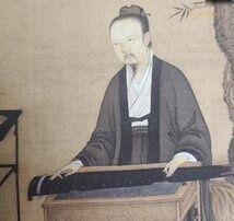 人物図　宋徽宗作 中国時代 肉筆保證美术品　掛け軸　捲り AK444A13-1 掛軸】〈郎世寧〉 『觀音図』（絹本肉筆）/ 中国画 人物図 山水