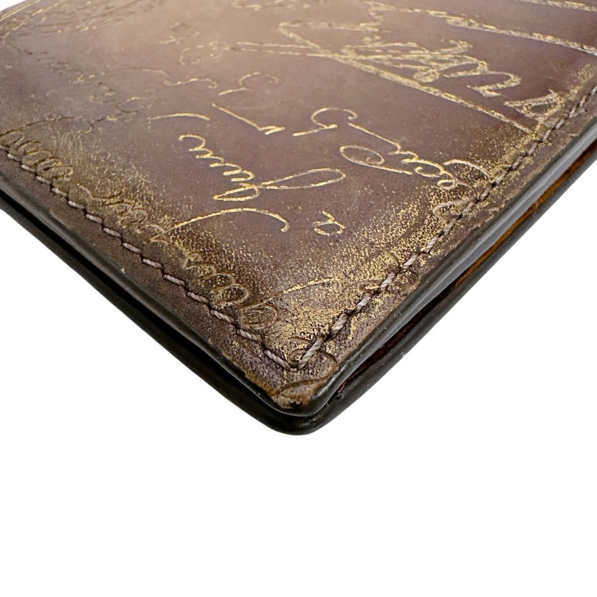 ベルルッティ 2つ折り長札入れ カリグラフィ 長財布 Berluti ブラウン