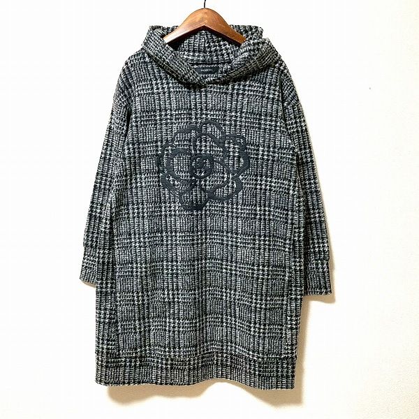 wnc インゲボルグ INGEBORG チュニック 黒 グレー チェック 花 フード付き レディース 940176