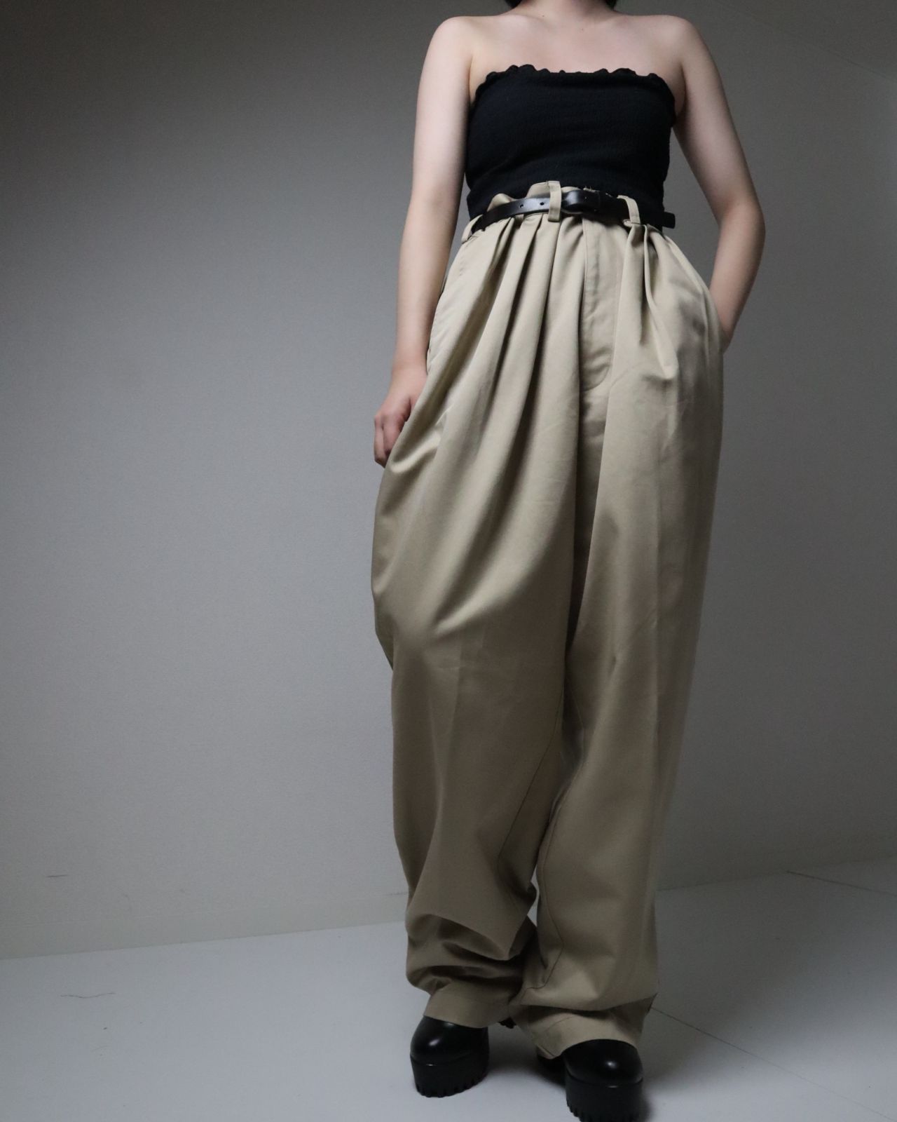 1990s Polo Ralph Lauren 2tuck wide classic chino pants silky