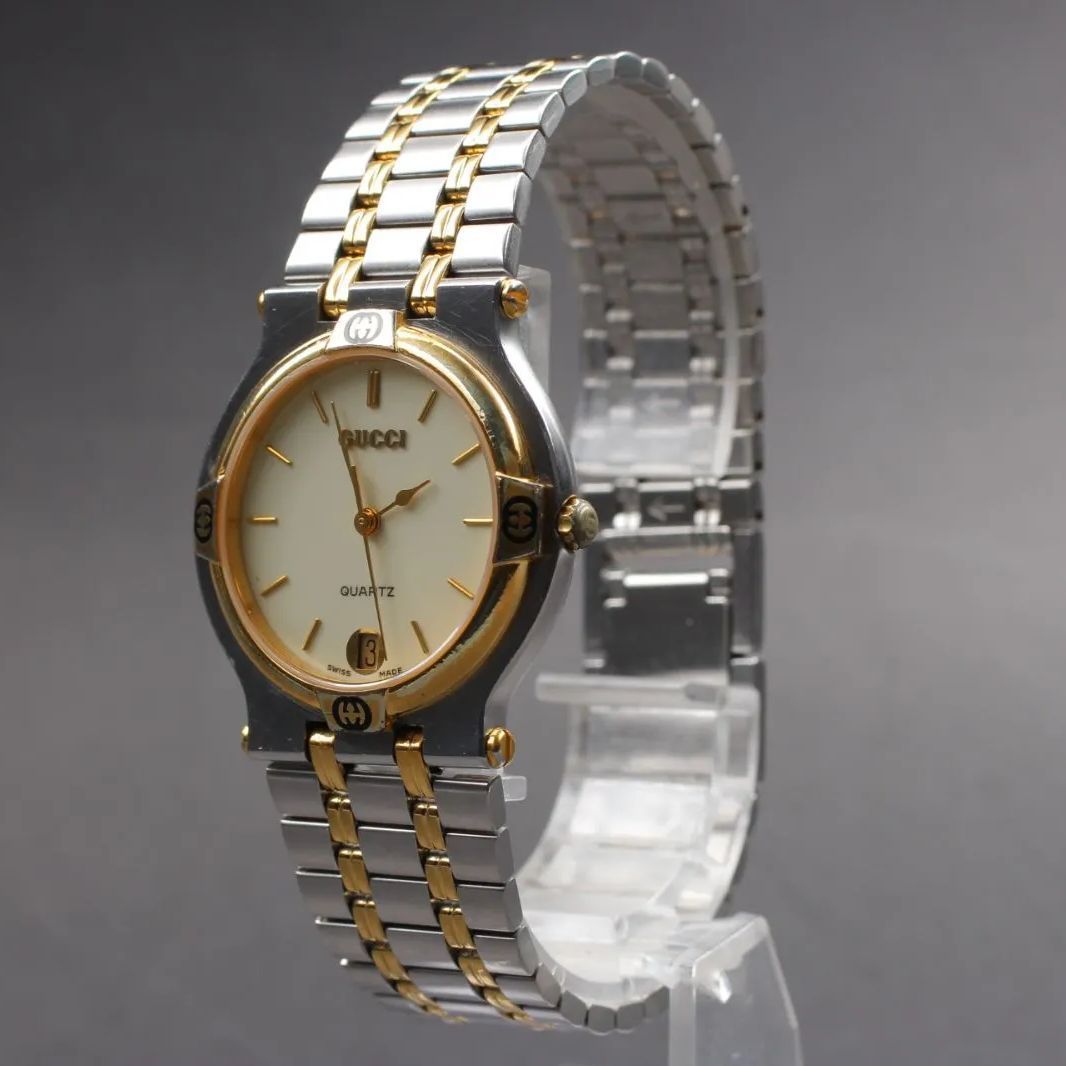 157 【美品】 Vintage Gucci 9000M GOLD グッチ クォーツ