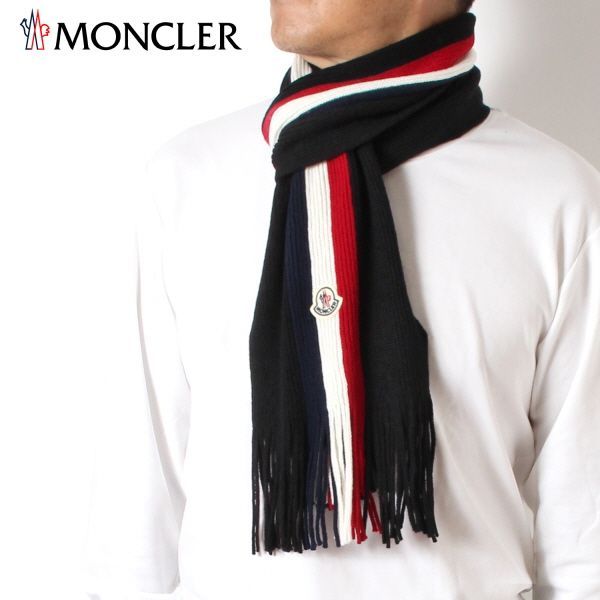 MONCLER トリコロールカラー　ウールマフラー MONCLER モンクレール マフラー メンズ ストール トリコロール