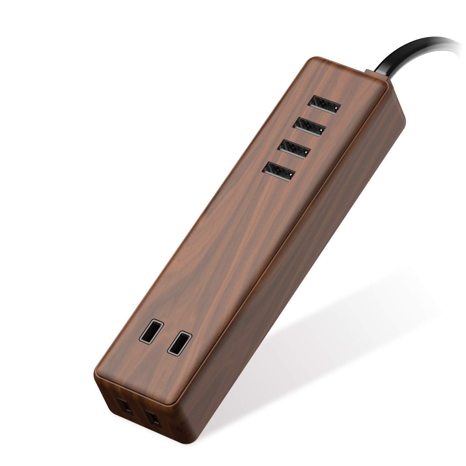【特価セール】エレコム 電源タップ USBタップ 12W (USBポート×4 コンセント×2) 1.5m ウォールナット ECT-0415W