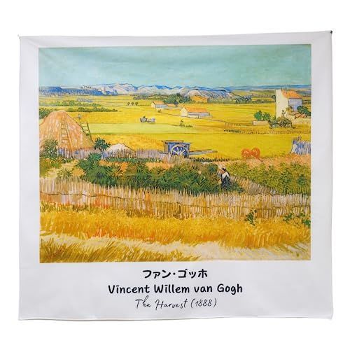 100×90_収穫（麦秋のクローの野） [Sea Land Air] ゴッホ 絵画 布ポスター タペストリー 壁掛け 壁飾り 布背景 世界の名画 インテリア アート (100×90， 収穫（麦秋のクローの野）)