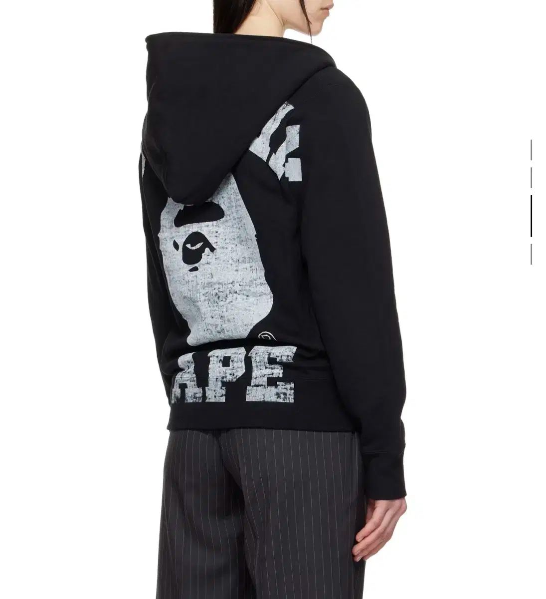 BAPE A BATHING APE アベイシングエイプ 黒 オーバー プリント ジップアップ ジップアップパーカー フード付き M