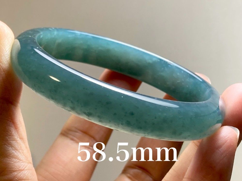 糯種翡翠バングル BG9-22 美品 氷糯種 深青色 58.5MM グアテマラ産 本翡翠 バングル