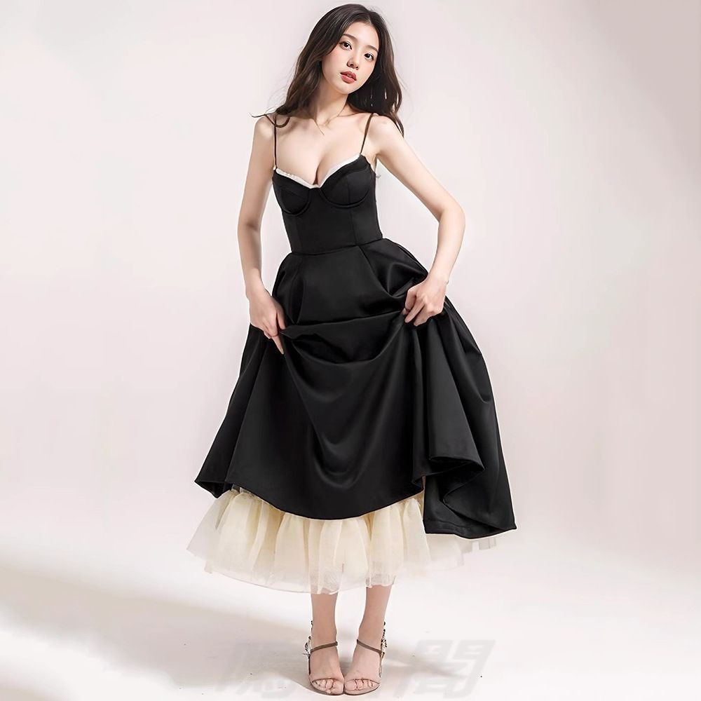 2025 ロングドレス レディース 吊りワンピース Aライン 大人 スリム パーティー 気質 高見え 上品 夏服WP 109