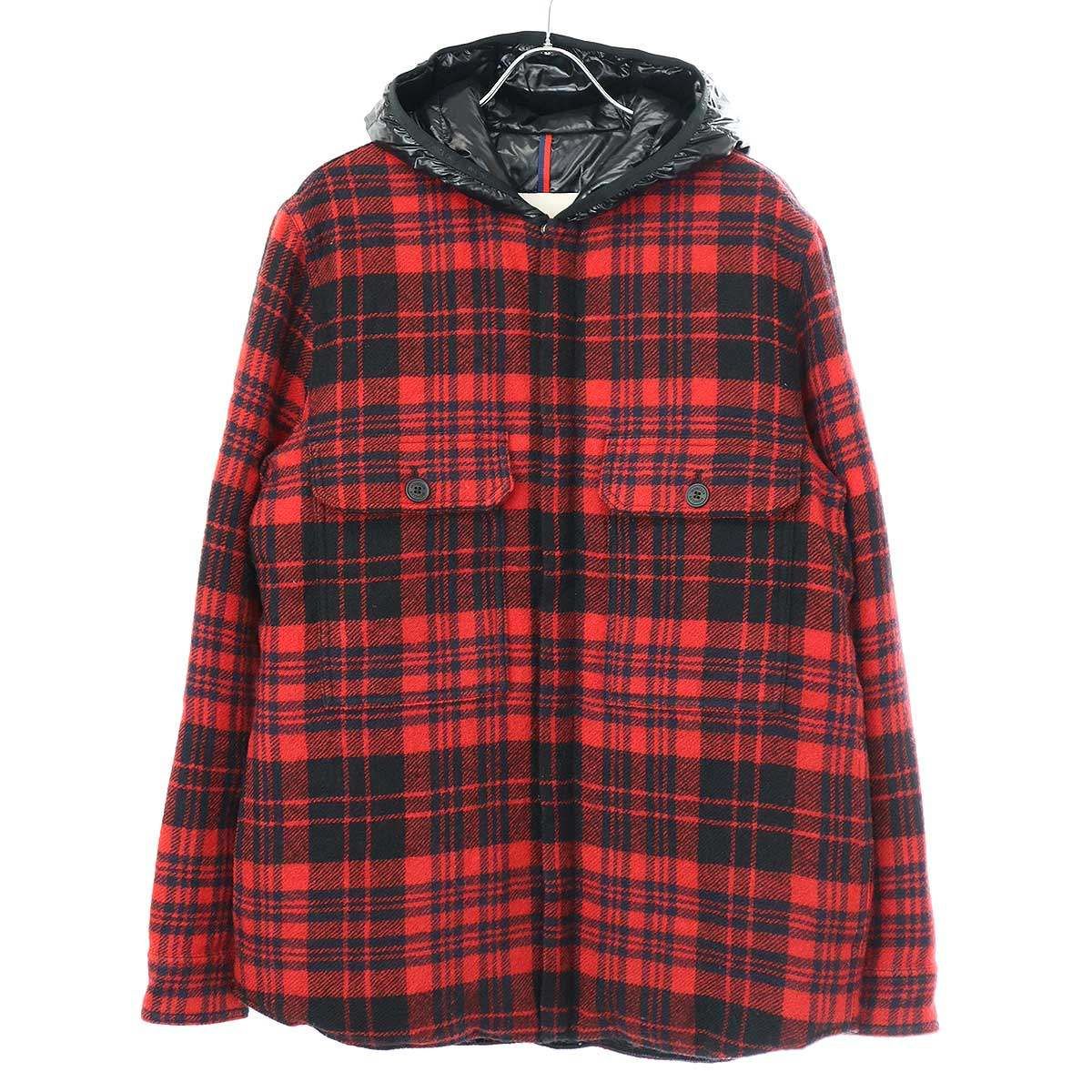 MONCLER レッド・ブラック・チェック ダウンジャケット