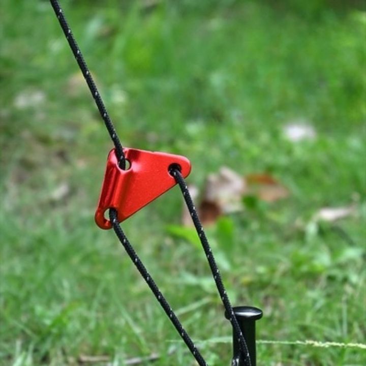 テントロープバックル アルミ合金製 三角形 3穴 6個 軽量 調整自在 赤 キャンプ タープ キャノピー固定用 HRDEVELOPMENT_JP