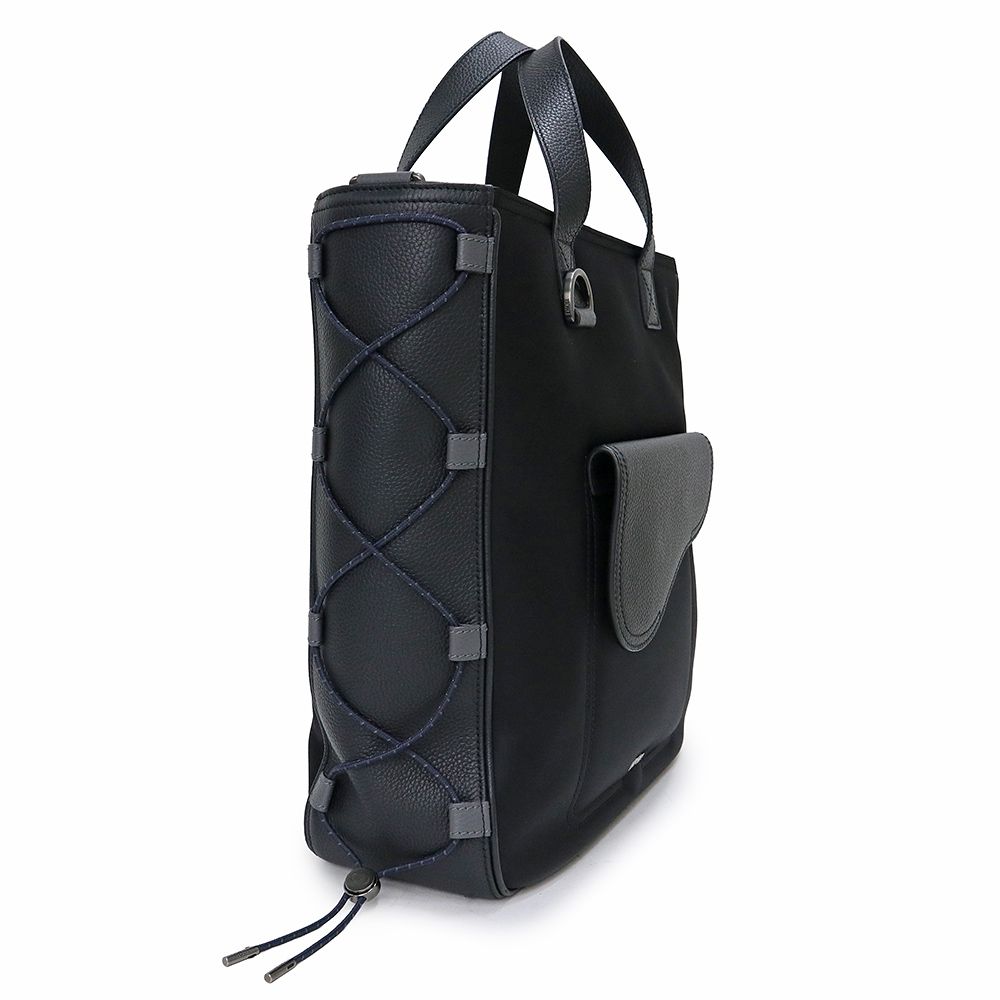 【美品】 DIOR × Sacai レザー×ナイロン サドルバッグ ブラック ディオール サドル トートバッグ SACAI コラボ 2WAY ショルダー