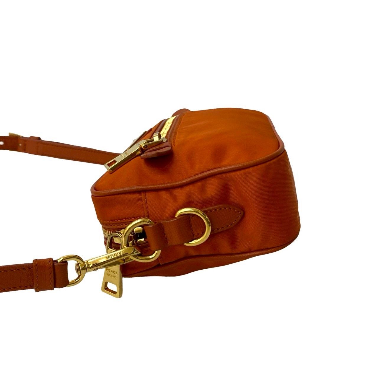 極 美品 PRADA プラダ 三角ロゴ 金具 ナイロン サフィアーノ