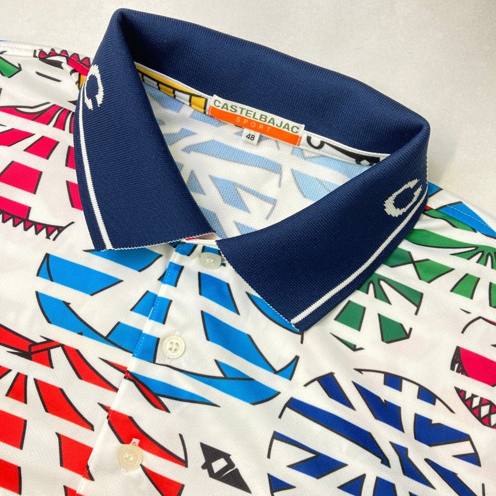 サイズ：48 CASTELBAJAC カステルバジャック 半袖ポロシャツ 総柄