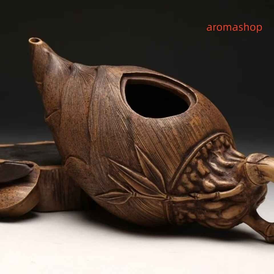 宜興紫砂壺 陳鳴遠金竹子茶壺 名家手作壺 全手作り 老紫砂壺 竹子壺西施石瓢壺 茶具 茶道品 置物 擺件 中国美術 装飾 収蔵