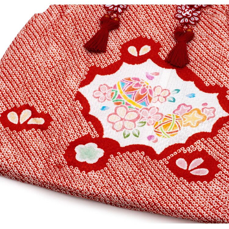 七五三 3歳 三歳 正絹 被布コート 単品 女の子 絞り柄 赤 レッド