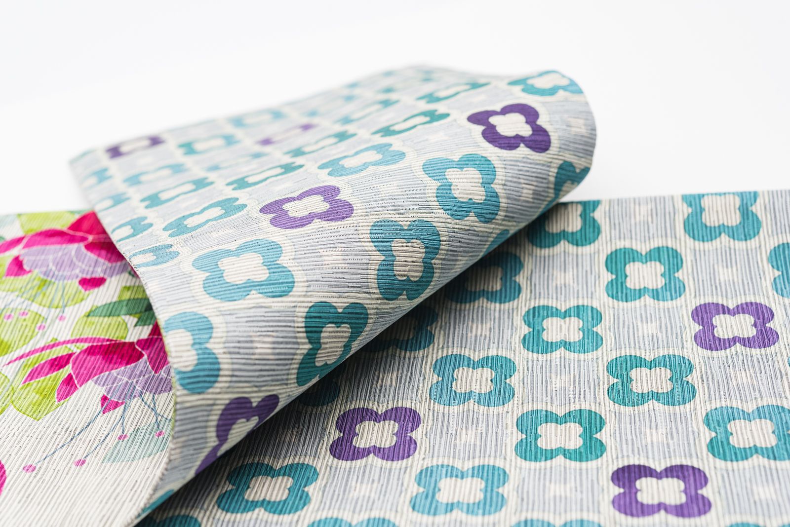 リバーシブル半幅帯 花咲く庭