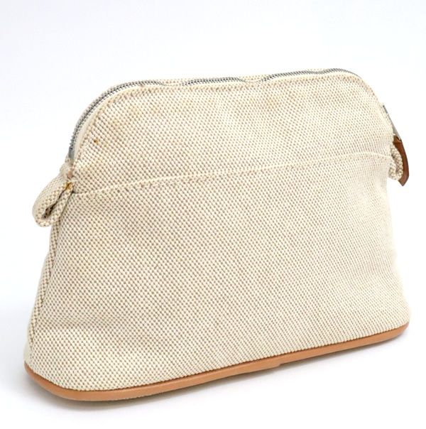 広尾店】エルメス HERMES ボリードポーチPM キャンバス ライトベージュ  