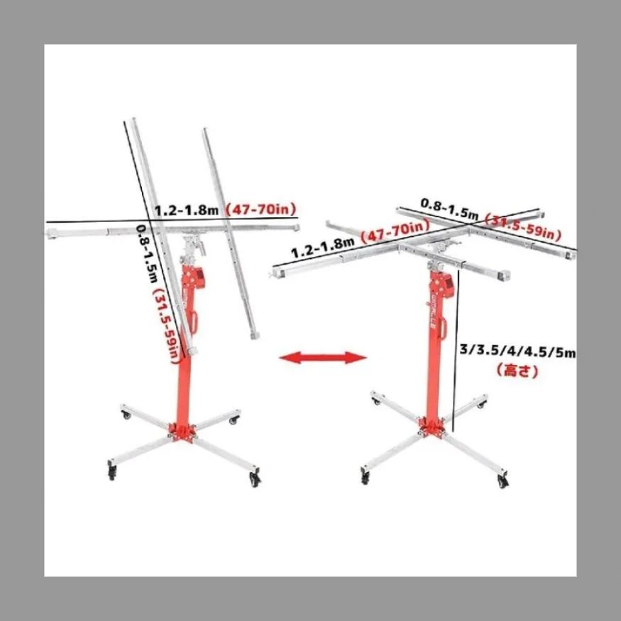 ドライウォールリフト ホイストジャッキリフター 石膏ボードリフト 乾式壁パネルホイスト 建設ツール ロック キャスター付き 安定性