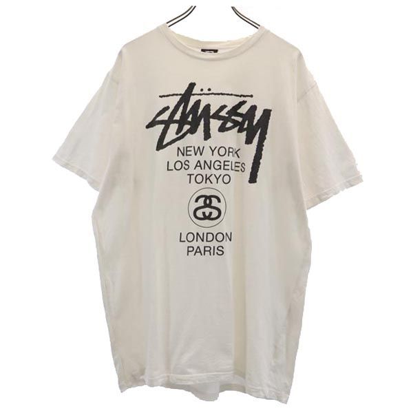 ステューシー 両面 プリント 半袖 Tシャツ XL 白 STUSSY ロゴ メンズ