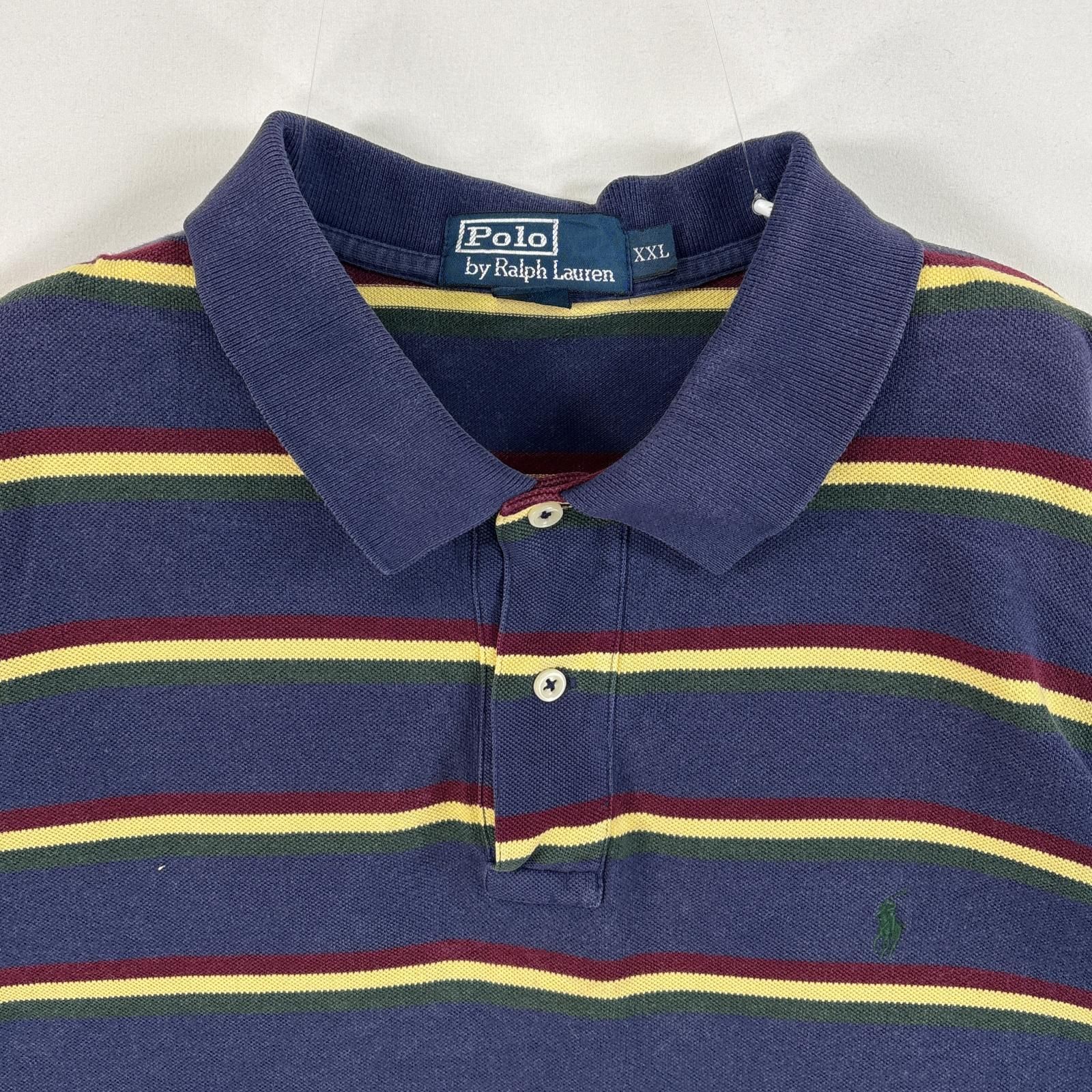 レアデザイン90s US古着○ポロバイラルフローレン ボーダーポロシャツ 2XL POLO RALPH LAUREN - 古着 90's/90年代 ポロバイラルフローレン
