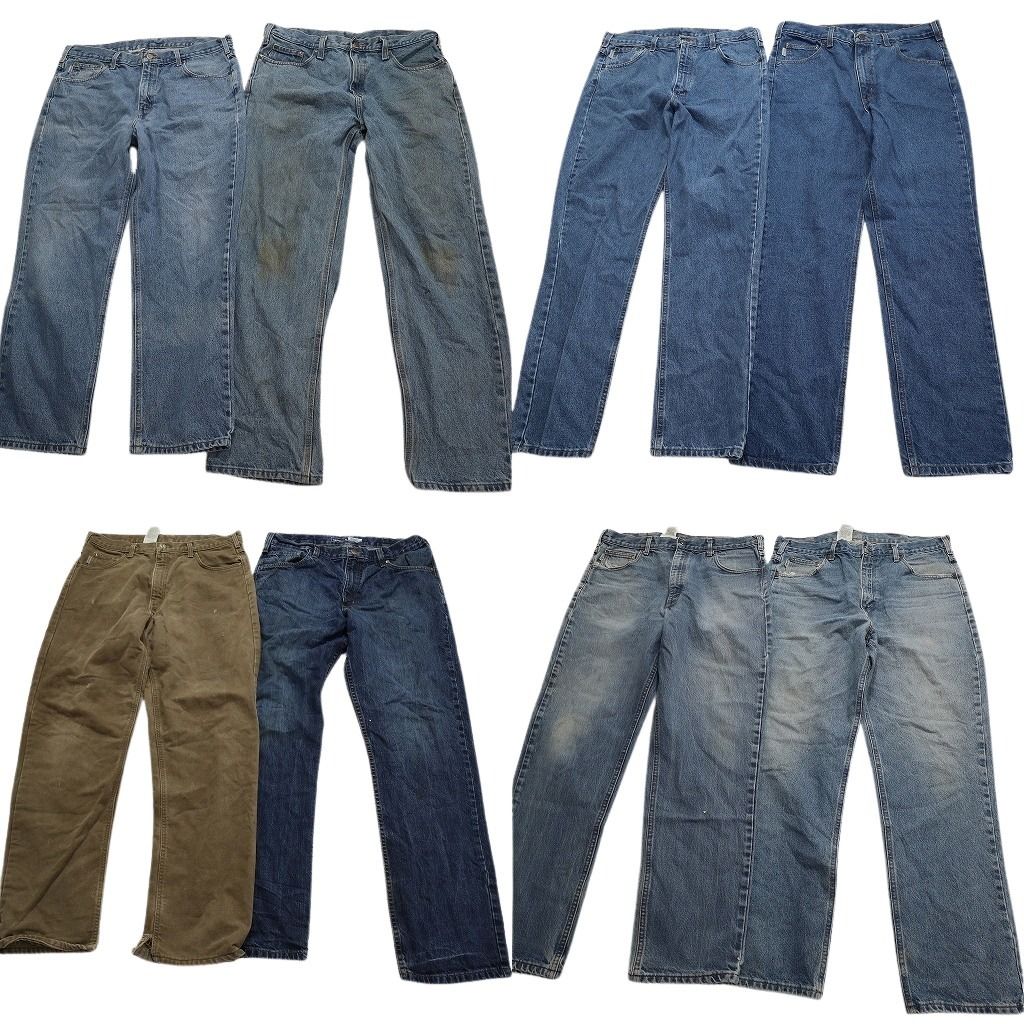 古着卸 カーハート Carhartt デニム パンツ 8枚セット メンズ 36 インディゴブルー フェード ベージュ 古着 NA3412