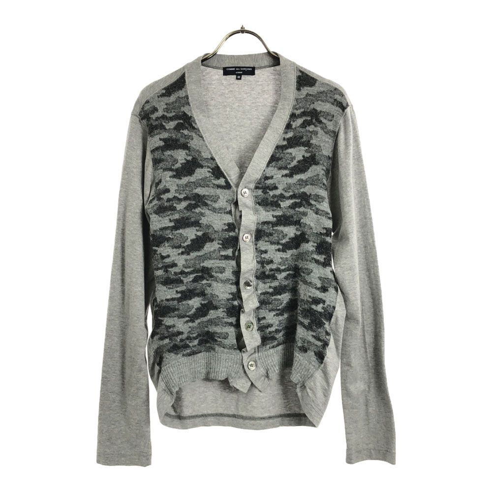 コムデギャルソンオム AD2015 日本製 HQ-T004 カモフラ柄 長袖 Vネック カーディガン M グレー COMME des GARCONS HOMME メンズ
