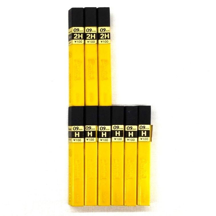 廃盤】ぺんてる シャープ芯 替芯 0.9 H 2H 9セットまとめ売り