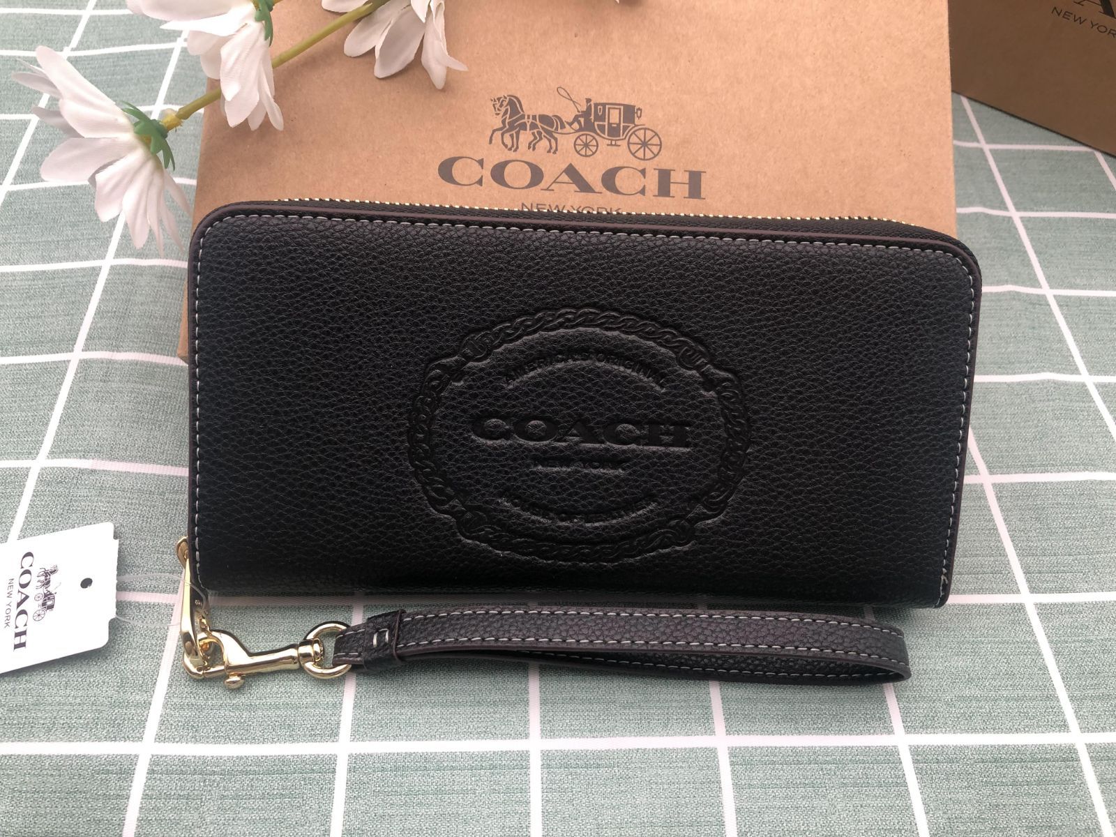 コーチ 財布 長財布 COACH プレゼント クーポン配布 ロゴ シグネチャー 贈り物 ギフトメンズ レディース ブラック ウォレット 新品未使用 アウトレット品 アラウンド ナチュラル CC343