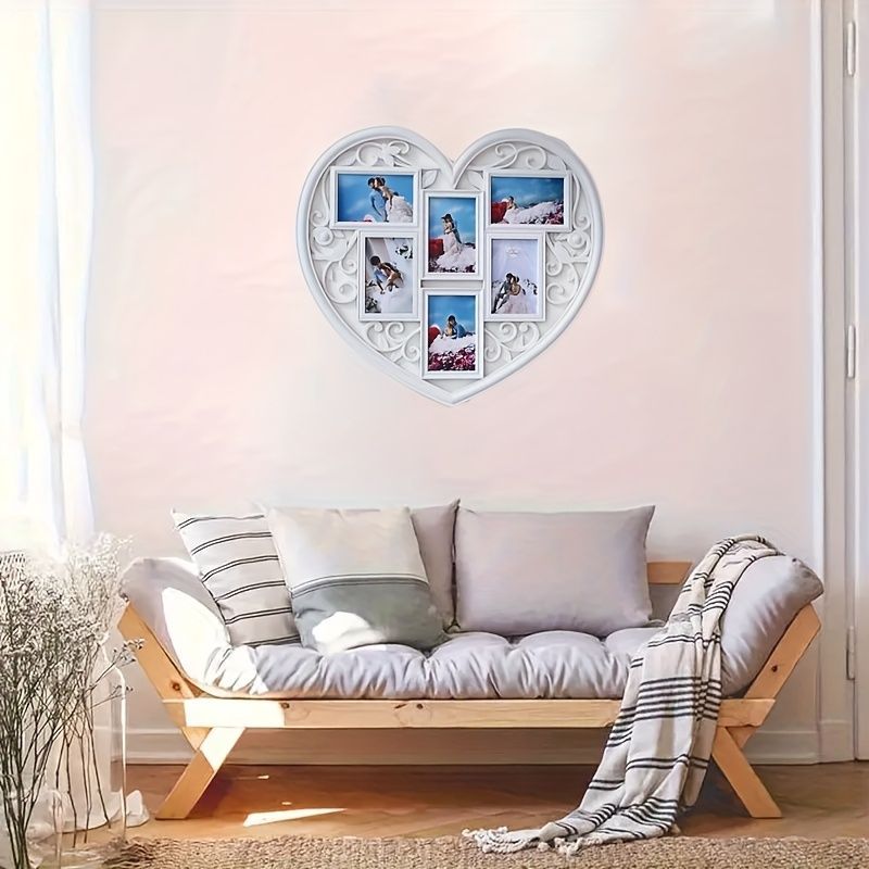 壁掛けフォトフレーム 樹脂 エレガント 華やか ヴィンテージ 家族 結婚式 カップル プレゼント 6枚セット ホワイト ブロンズ