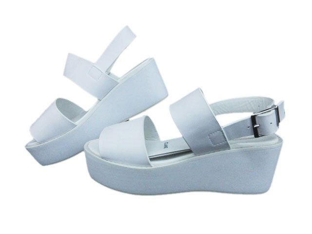 クラネ CLANE サンダル ダブルベルト プラットフォーム フェイクレザー 37 白 ホワイト tt