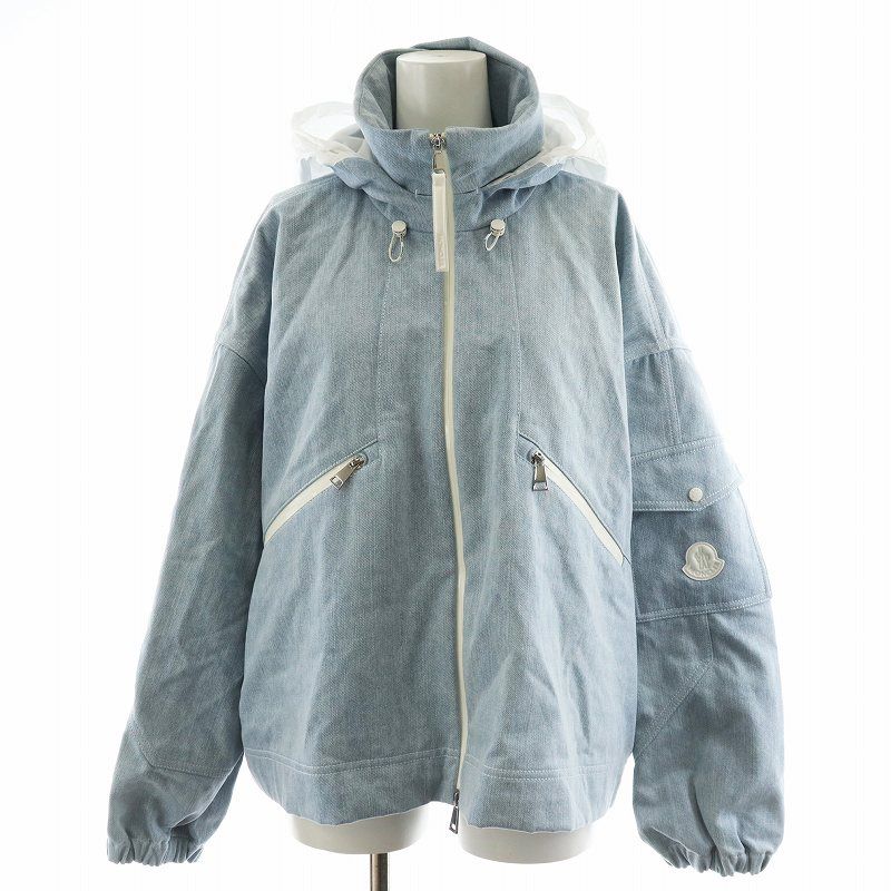 モンクレール MONCLER 23SS SEVERAU ブルゾン ジャケット デニム地 フード 1 水色 ライトブルー I10931A00126 |AN28