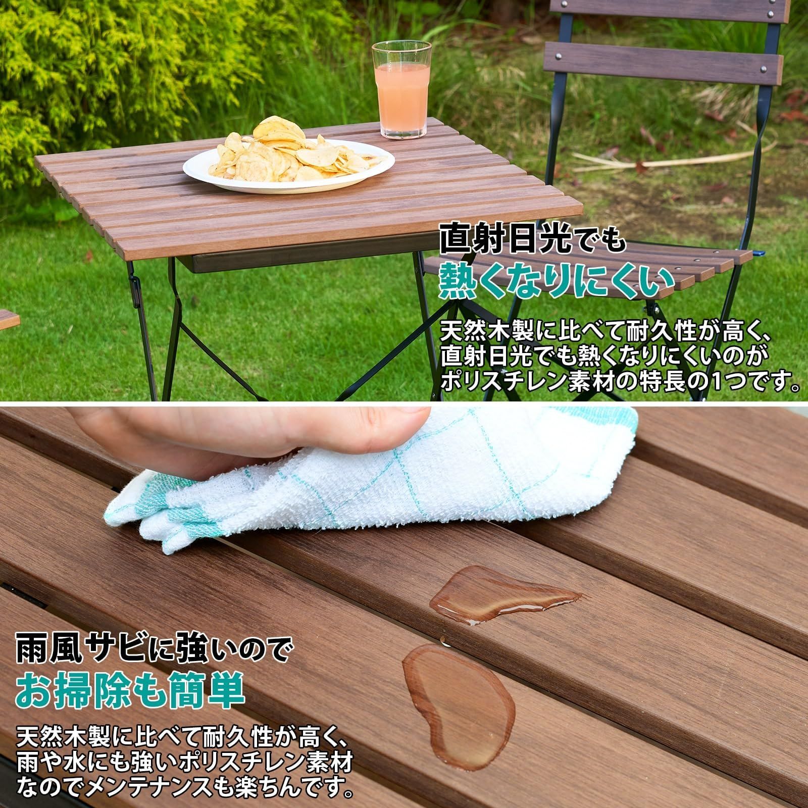 人気商品 カフェテーブル KHBS-3 木目 屋外 屋外 テラス 庭 ブラウン バルコニー ベランダ 折りたたみ ガーデンテーブル-チェア3点セット ガーデンマスター Gardenmaster YUZUMIYA_COM