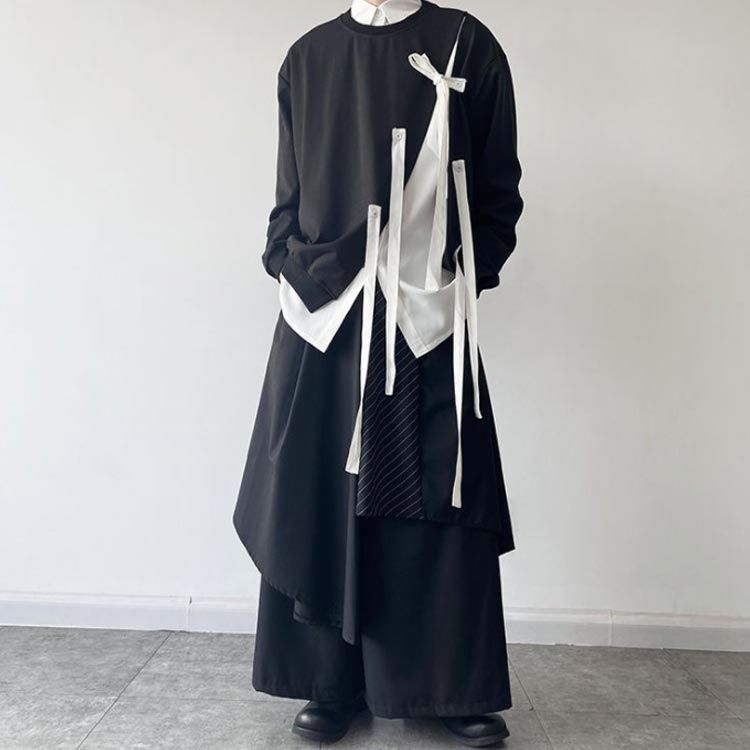 ワイドパンツ メンズ 袴パンツ ロング丈 イレギュラー フレアパンツ