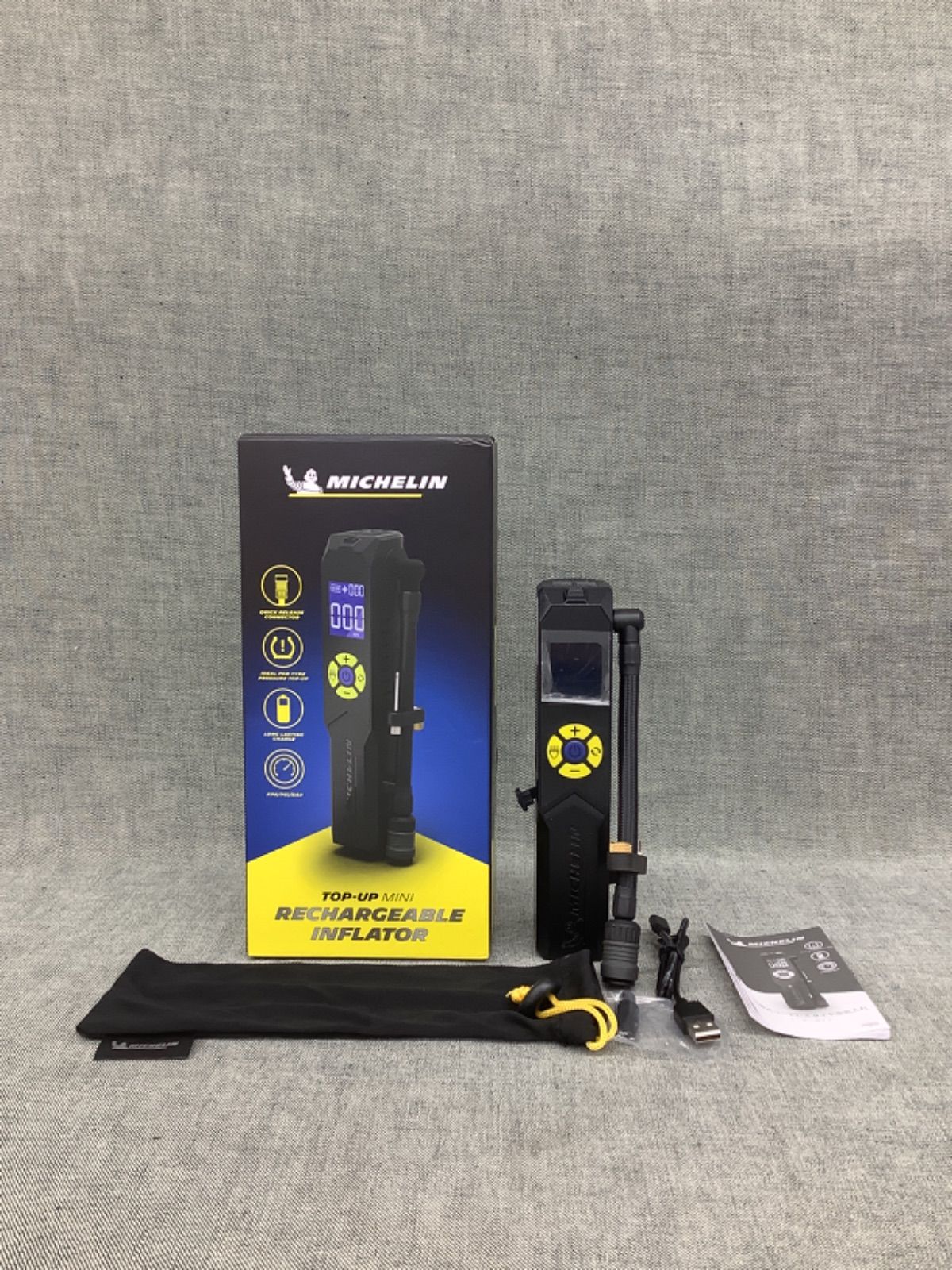 未使用品◆ MICHELIN TOP-UP MINI r ポータブル電動空気入れ 楽天市場】ミシュラン 電動空気入れ TOP-UP MINI コードレス