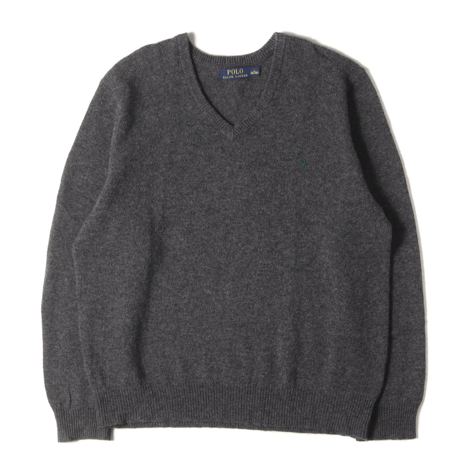 POLO Ralph Lauren ポロ ラルフローレン ニット サイズ:L ワンポイント ポニー 刺繍 Vネック ニット (1864642FZ) ヘザーダークグレー トップス セーター プルオーバー【メンズ】