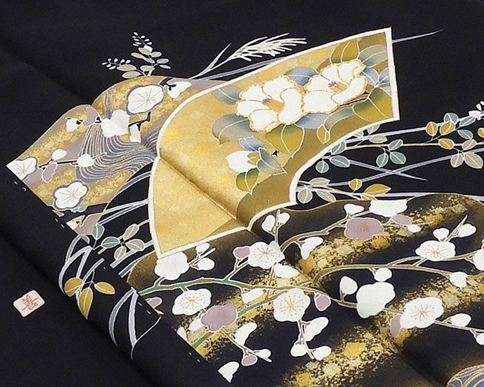 色留袖 正絹 四季花 地紙 身丈167.5cm 裄丈67cm 紋なし 未着用 新古品